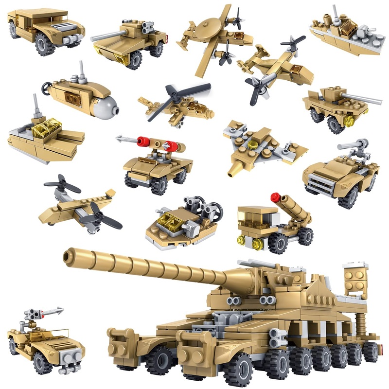 Wingift 544 Piece Ww2 Army Tanks Toy Building Sets, Create A German Dora Heavy Cannon Model/16 In1 Small Military Vehicles,Great