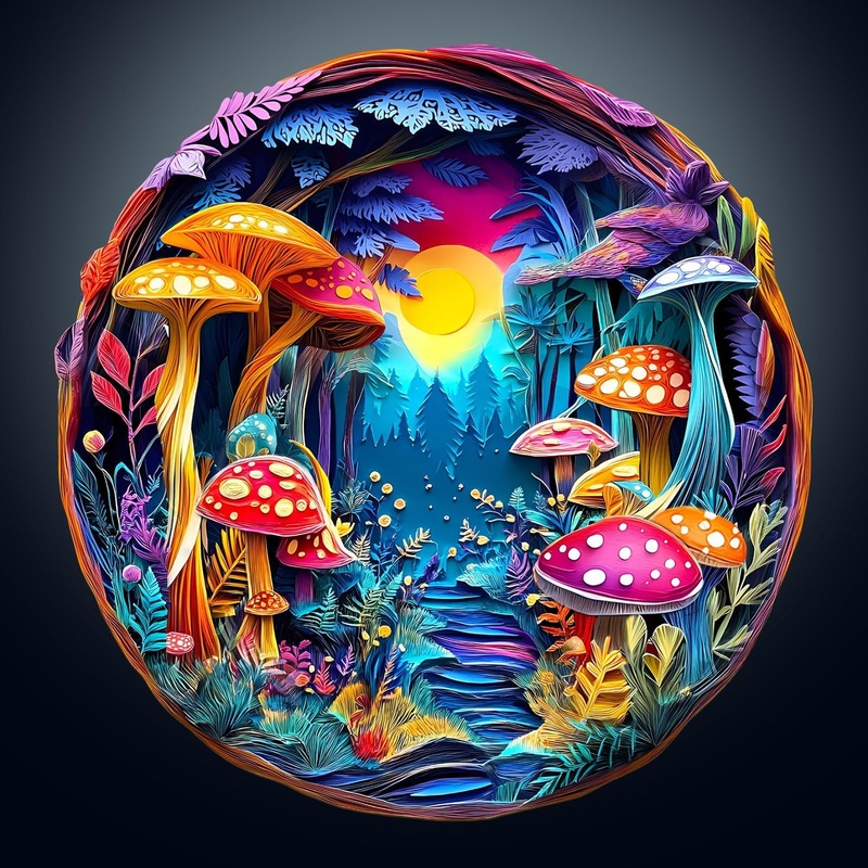 Wooden Puzzles For Adults -Mushroom Puzzle, Flat Puzzle With 3D Visual Effect, Unique Shape Wooden Jigsaw Puzzles, Paper Sculptu