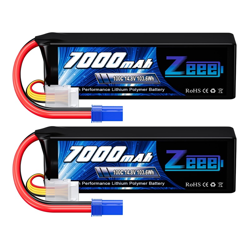 Zeee 4S Lipo Battery 7000Mah 14.8V 100C Soft Case Rc Battery With Ec5 Connector Compatible For X-Maxx Rc Truck Tank Rc Car Racin
