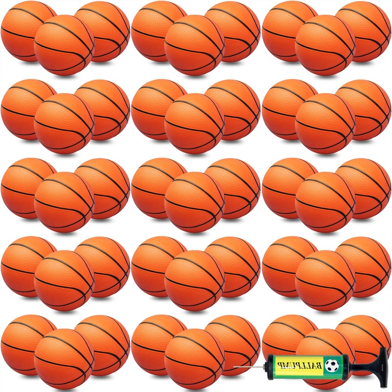 40Pcs 5” Inch Mini Basketball Balls Bulk Small Basketball Set With Pump, Pvc Small Basketball For Over The Door Basketball Hoop