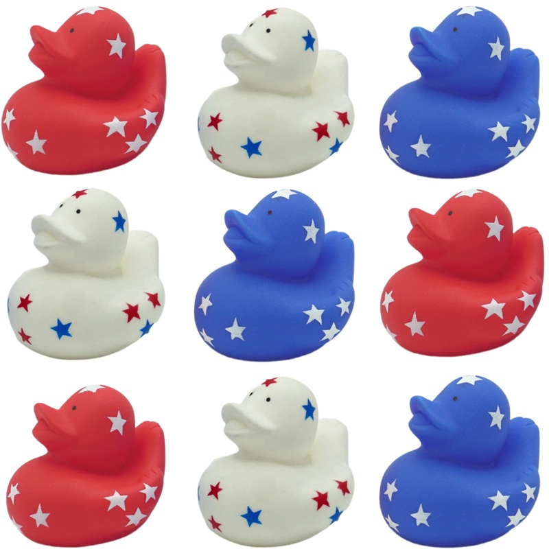 4E’S Novelty Patriotic Rubber Ducks (24 Pack) Bulk 2” – 4Th Of July Party Favors, Patriotic Party Supplies Gifts Toys For Kids