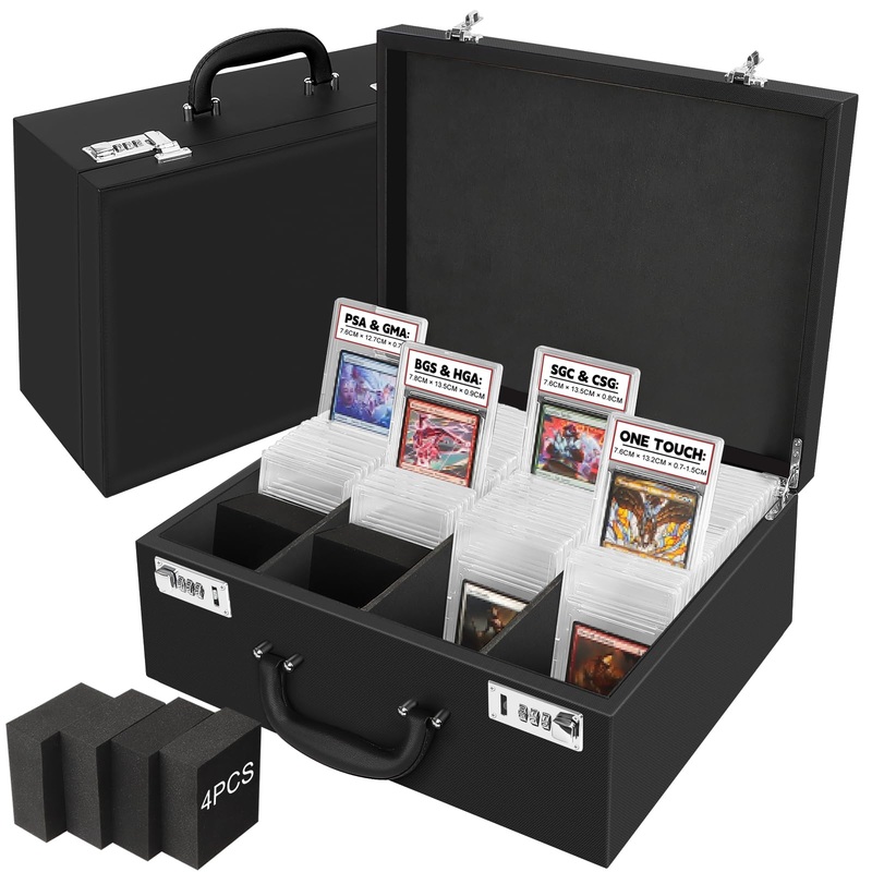 Aobople Graded Card Storage Box,Holds 136+ Psa/Gma Slab Or 632+ Toploaders,4 Row Psa Slab Case For Graded Cards Fits 3”X4” 35P