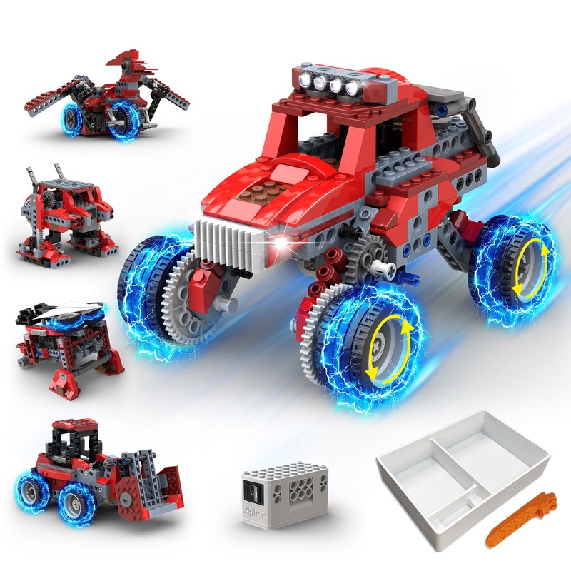 Apitor Robot B Stem Kits – Includes Large Storage Organizer, 8 In 1 Electric Monster Truck Building Toys For Kids 6-8 8-10, Educ