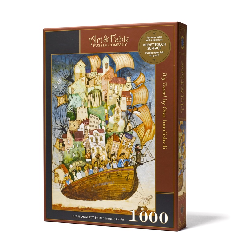 Art & Fable Puzzle Company Big Travel By Otar Imerlishvili 1000 Piece Fine Artwork Premium Adult Jigsaw Puzzle – Perfect For Gam