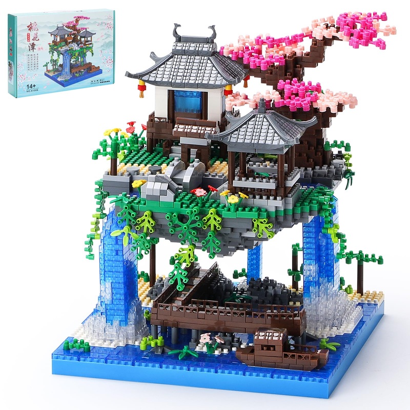 Caximsy Cherry Blossom Bonsai Tree House Building Block Sets 3320Pcs Chinese Architecture Of Peach Blossom Micro Mini Building S