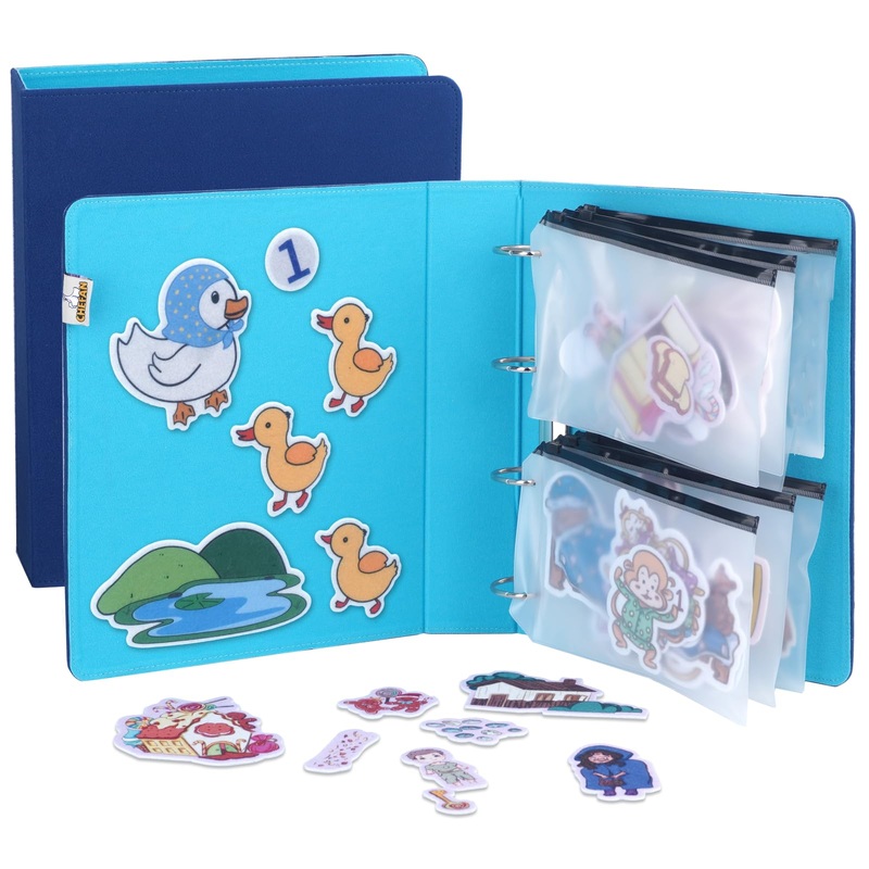 Chefan Felt Board For Toddlers, 2 Pack Multi-Functional Felt Pieces Storage Binders, Flannel Stories Board, Freestanding Felt St