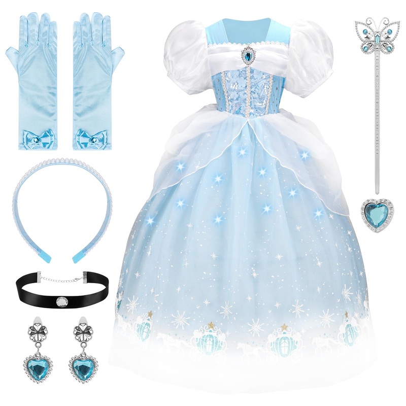 Cinderella Princess Dresses For Girls Halloween Carnival Costume For Little Girls Toddler Outfit Age 3-8 (7-8 Years)