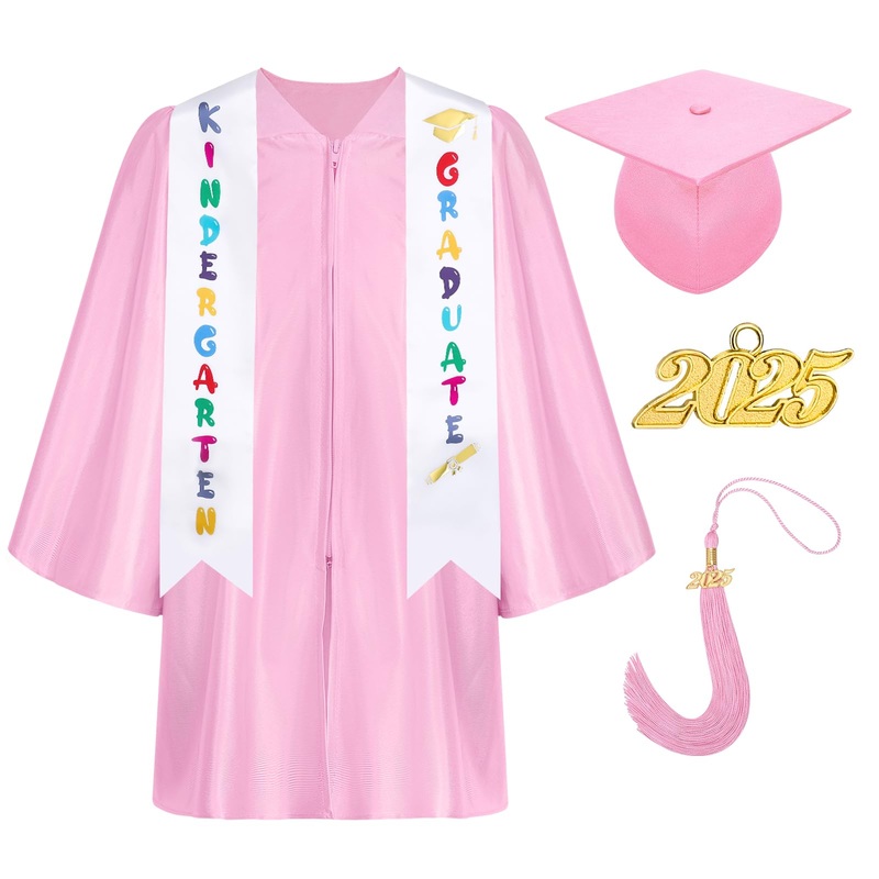 Fingertip Wd 2025 Kindergarten Graduation Cap And Gown Tassel Set For Kindergarten Preschool Toddler Children(Pink 30)