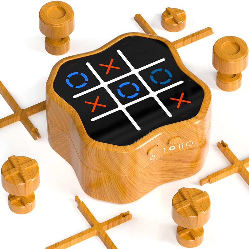 Freecat Tic Tac Toe Game, 3-In-1 Electronic Handheld Games Console For Kids Memory Growth, Portable Puzzle Travel Games,Board Ga