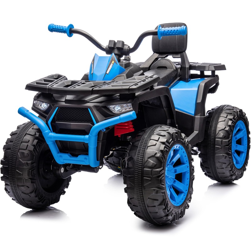 Hikiddo 12V Kids 4 Wheeler Atv, 2-Seater Electric Atv Four Wheeler For Big Kids With Bluetooth, 14.4” Big Wheels – Blue