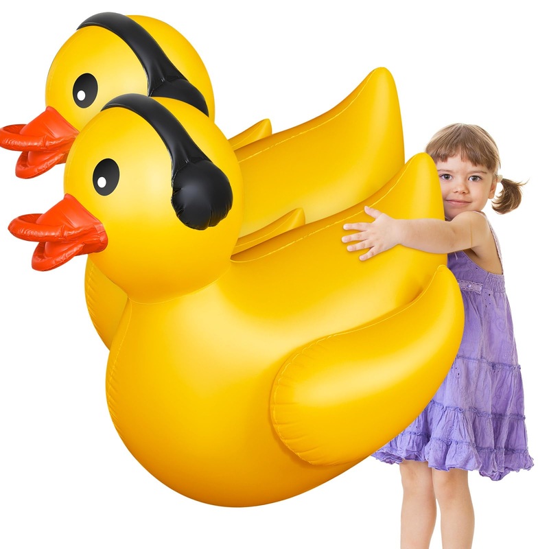 Hungdao 2 Pack 4 Feet Giant Inflatable Duck Huge Rubber Duck Large Blow Up Ducky Inflatable Ducky Pool Float Summer Beach Swimmi