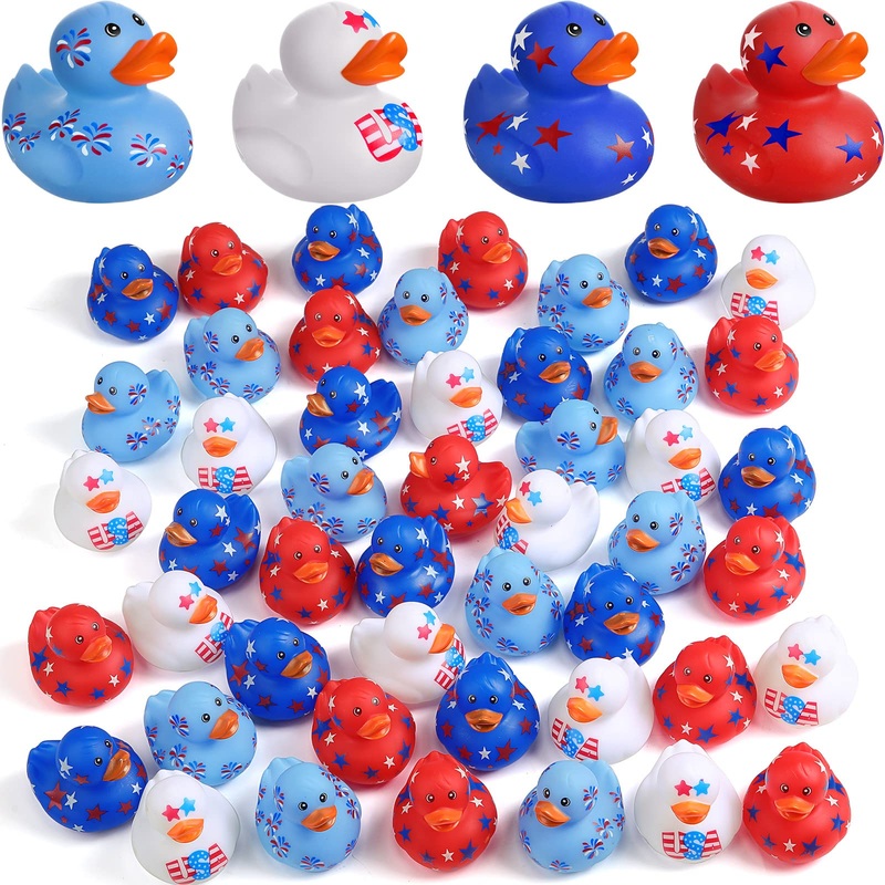 Jerify 12 Pcs 2 Inch Patriotic Rubber Ducks Summer Small Shower Float Rubber Ducks Star Rubber Ducky For Bath Birthday Gifts Bab