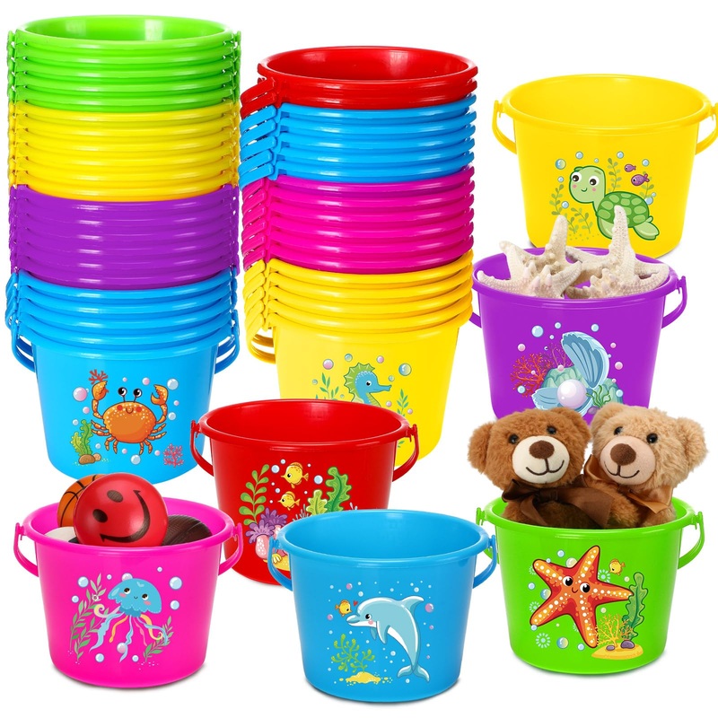 Jerify 30 Pieces Mini Plastic Beach Pail 6.3 Inch Plastic Small Bucket Small Sand Pail Building Beach And Sandbox Toys For Summe