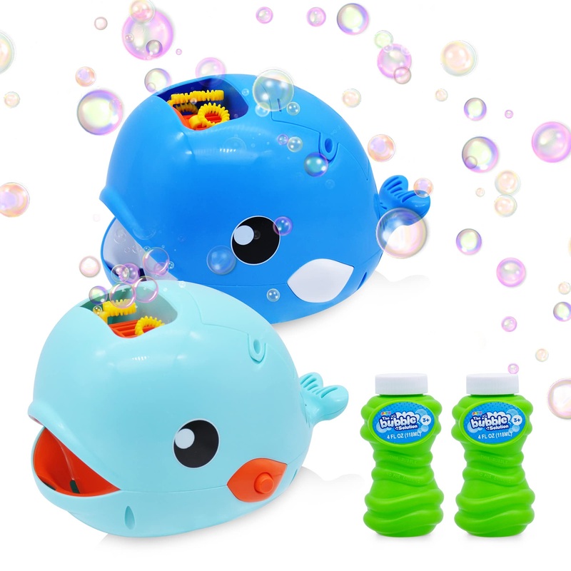 Joyin 2 Bubble Machines Whale Bubble Maker Automatic Bubble Blower 2000+ Bubbles Per Minute For Kids, Summer Toy Party Favor, Bi