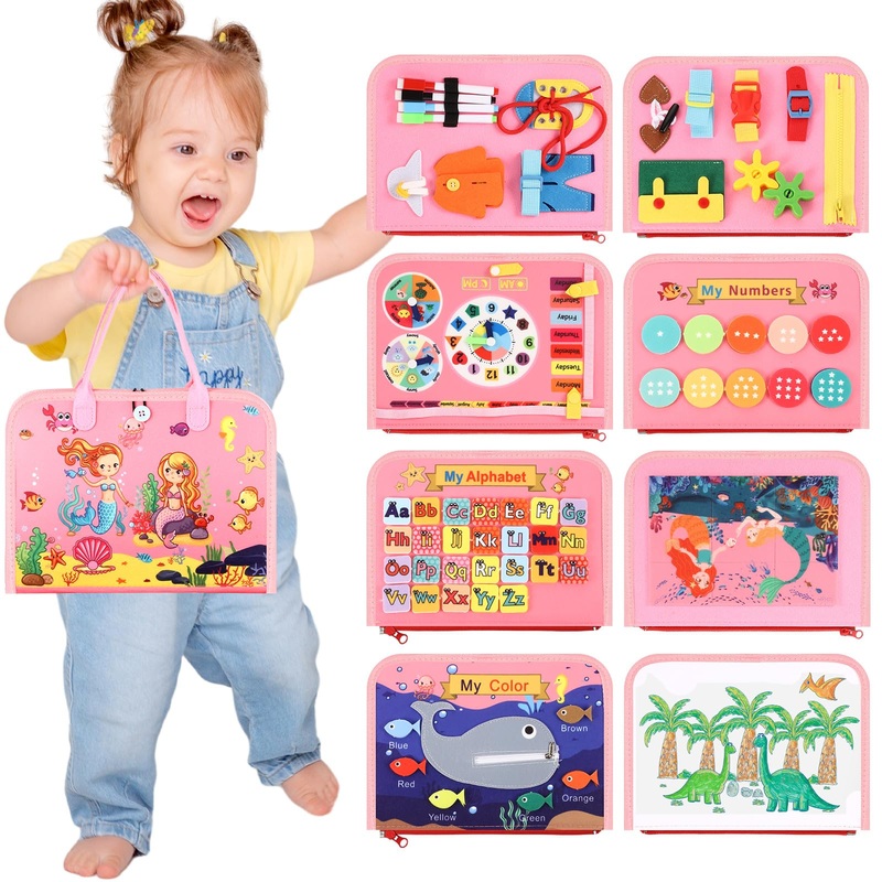 Lanjue Toddler Busy Board, Montessori Toys For 3+ Year Old Girls Birthday Gifts, Busy Book Sensory Board Learning Educational Ac