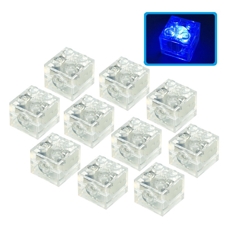 Lights Bricks, 10Pcs 2X2 Round Light Up Bricks Accessories Kits, Classic Transparent Led Accessories Pack, Parts Pieces Building