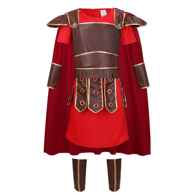 Lmyove Kids Warrior Costume, Halloween Boys Roman Soldier Gladiator Viking Medieval Historical Role Playing Party 4-14Y (9-10Y,B
