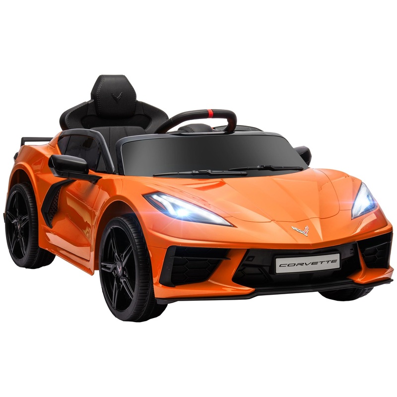 Qaba Electric Car, 12V Chevrolet Corvette Licensed Kids Car With Parent Remote Control, Suspension System, Headlight, Slow Start