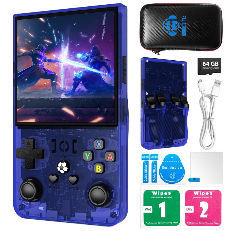 R36Max Handheld Game Console, 2025 New Upgrade R36S Game Console, Portable Hand Held Open Source Linux System 4.0-In 4K Hd Ips S