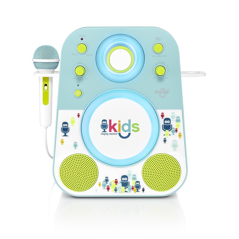 Singing Machine Kids Smk250Bg Mood Led Glowing Bluetooth Sing-Along Speaker With Wired Youth Microphone Doubles As A Night Light