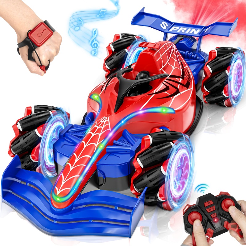 Spider Remote Control Car For Boys, F1 Gesture Sensing Rc Stunt Car With Light, Music & Spray, 360 Rotation Rc Drift Car Toys, R