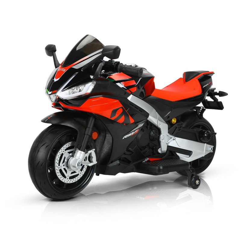 Tcaraiwen Aprilia Licensed 24V Kids Electric Motorcycle,Ride-On Motorcycle Speed Up To 10Mph With Side Wheels, Key Switch And Mp