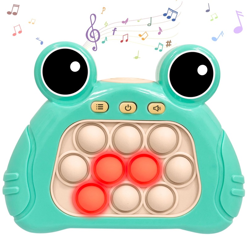 Tomfancy Pop Quick Push Game Console Fidget Toys Light Up Handheld Puzzle Press Popping Toy For Kids Adult Easter Day Green Frog