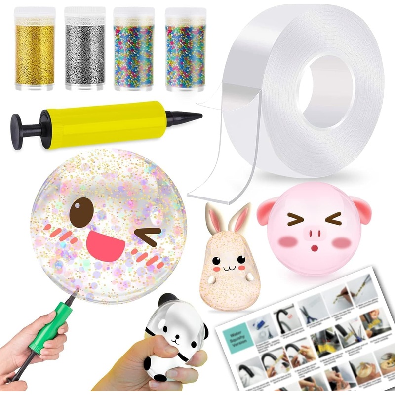 Toyunited Nano Tape Bubble Kit – Water Balloon Version With 9.8Ft Double Sided Tape & Syringe Toy, Craft Kit For Kids 4-8, Girls