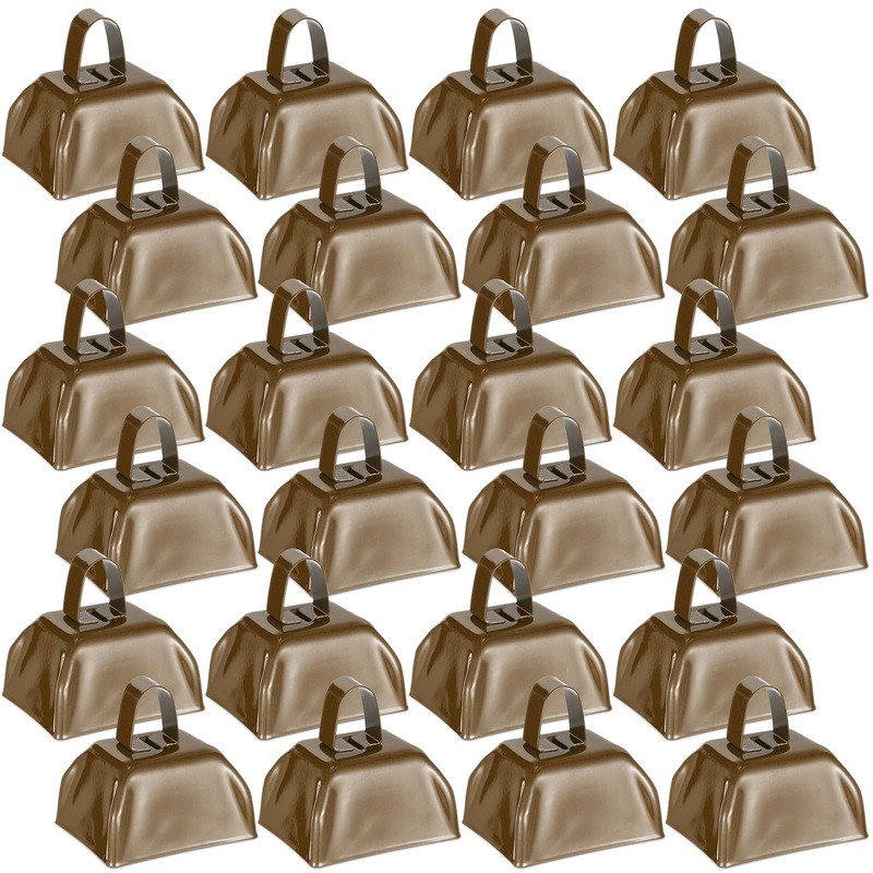 Yeshone 24 Pcs Metal Cowbell With Handle Cow Bells Noise Makers For Sporting Events Small Loud Noisemaker Cow Bell For Wedding C