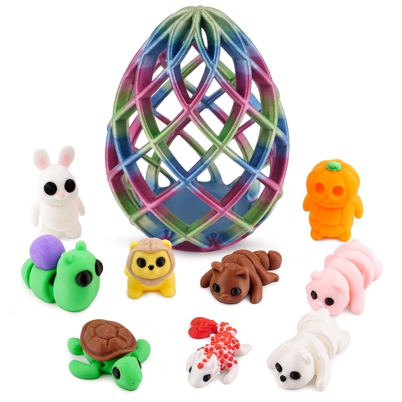 9 Pcs Mini Dragon Eggs With Tiny Animal Figurines – 3D Printed Easter Basket Stuffers, Prefilled Surprise Eggs, Cute Miniature A
