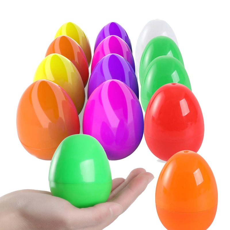 Aomingge Plastic Easter Eggs Surprise Toys Colorful Eggs, Crafts Basket Stuffers For Party Hunt Games (12)