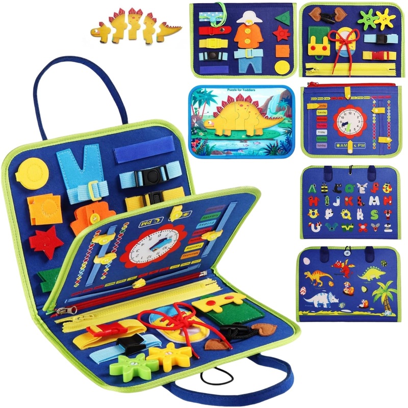 Busy Board, Montessori Toys For 1-3 Year Old Boy Birthday Gift, Toddler Busy Book Educational Learning Sensory Busy Board For Ki