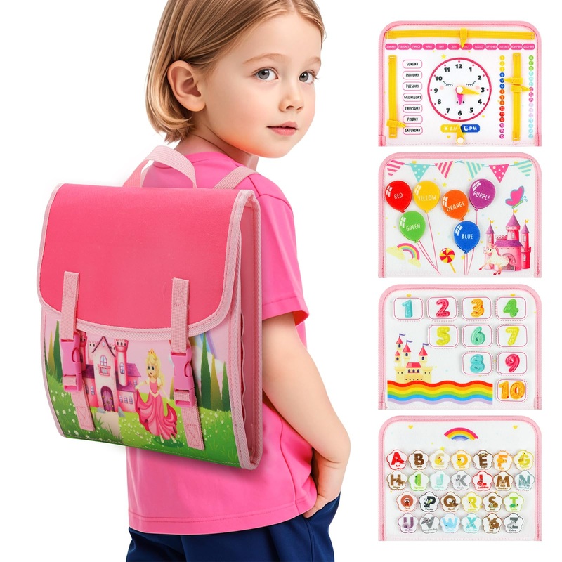 Cokouchyi Toddler Busy Board Backpack Travel, Montessori Toys For 1-4 Year Old Toddlers, First Birthday Gifts For Toddler Girl A