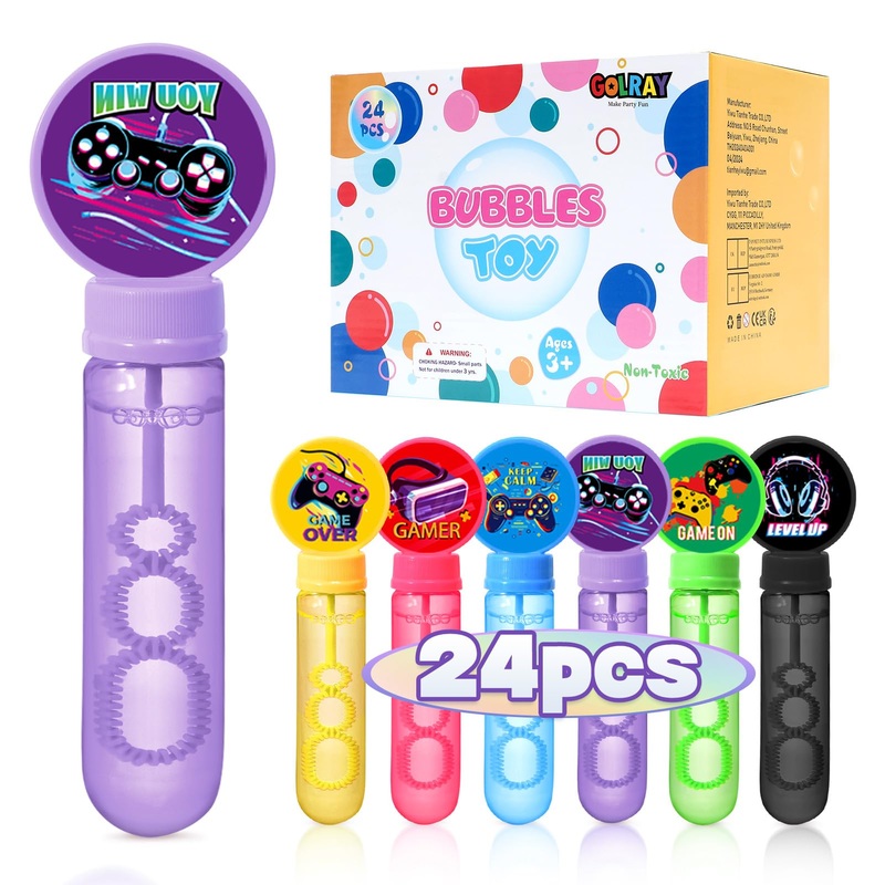 Golray 24Pcs Video Game Bubble Wands Gamer Party Favors Birthday Supplies Bubble Wands Bulk For Kids Goodie Bag Stuffers Classro