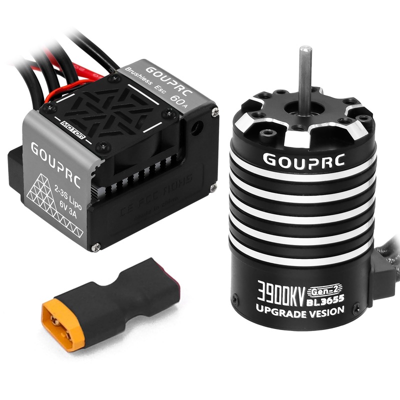 Gouprc Upgrade Gen-2 60A Brushless Esc Electric Speed Controller Combo With Bl3655 3900Kv Brushless Motor Shaft 3.175Mm Diameter
