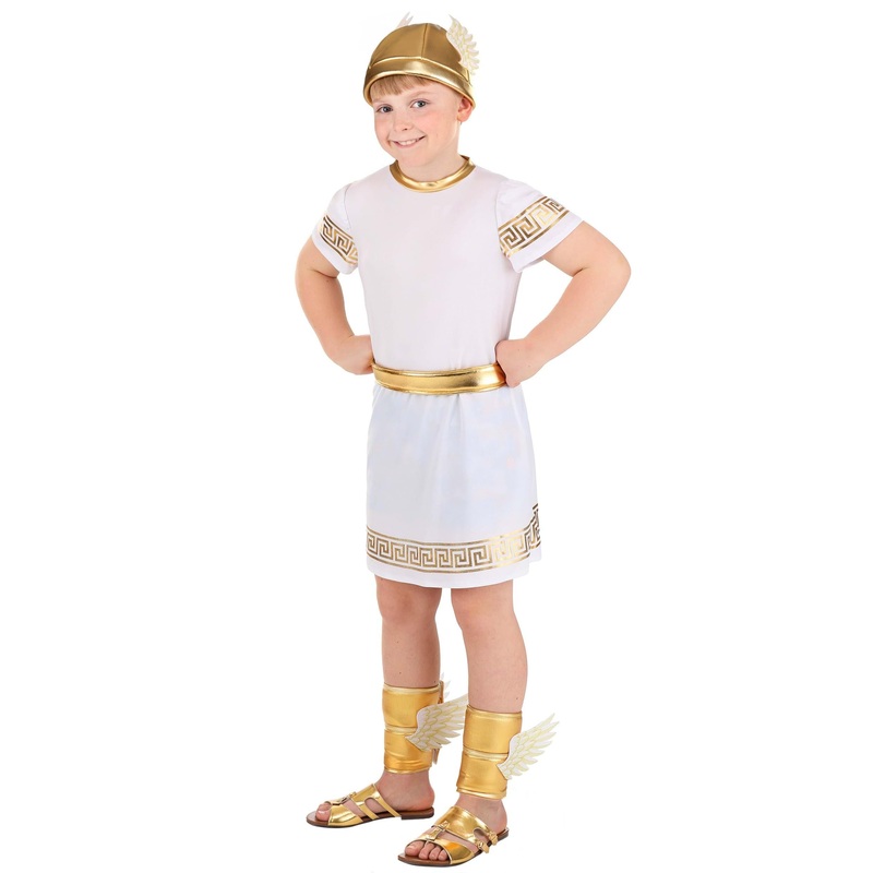 Herms Boys Ancient Greek Olympian God Costume For Kids – Xl, White