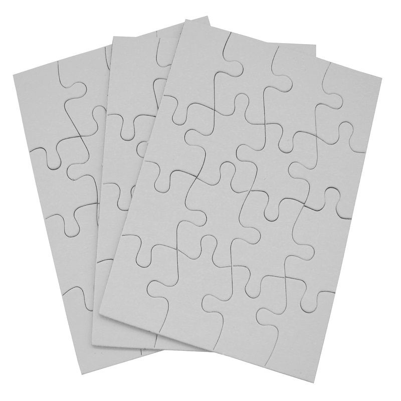 Inovart Puzzle-It 16-Piece Blank Puzzle, 24 Puzzles Per Package, 4” X 5-1/2”, White