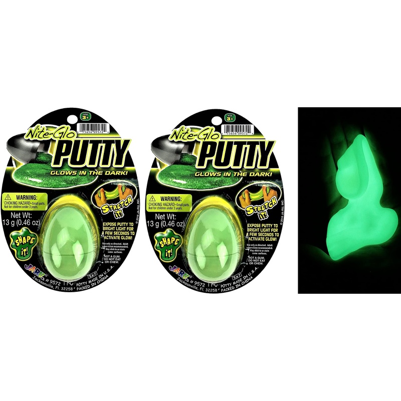 Ja-Ru Glow In The Dark Slime Eggs (2 Units) Squishy & Stretchy Putty For Kids. Sensory Stress Relief Toy. Mini Slime Party Favor