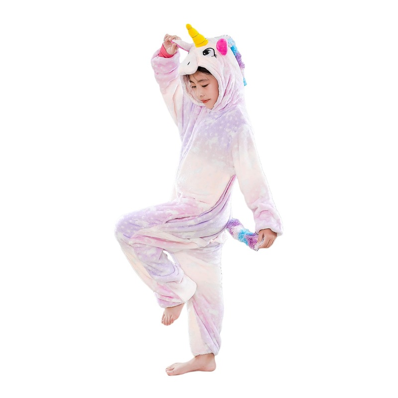 Kids Unicorn Onesie Animal Pajamas Cosplay Halloween Costume(8-10Years)