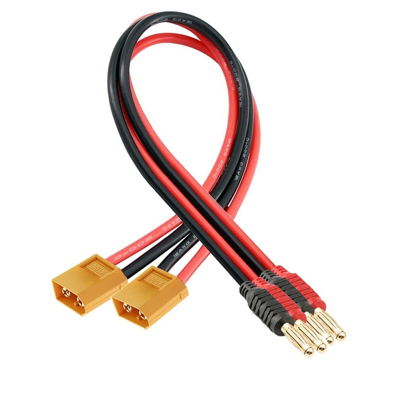 Laisomeke Xt30 Connector Adapter Plug, Xt30 Male Plug To 4Mm Banana Male Connector With 16Awg 30Cm(11.8 Inch) Cable For Rc Lipo