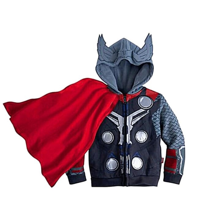 Lemonbaby Little Kids Unisex Boys Girls Superhero Cool Jacket Sweatshirt Hoodie Coat Costume (Thor, 7Y)