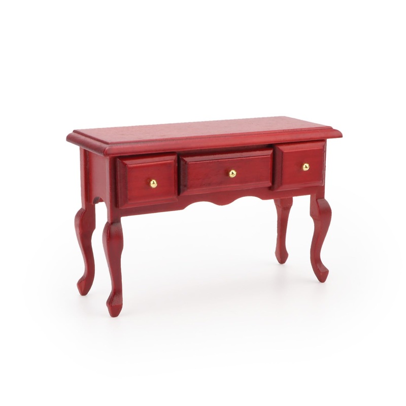 Miniature Table 1:12 Furniture For Dollhouse Accessories Writing Desk With 3 Drawers Miniature Room Ornaments Living Room Bedroo