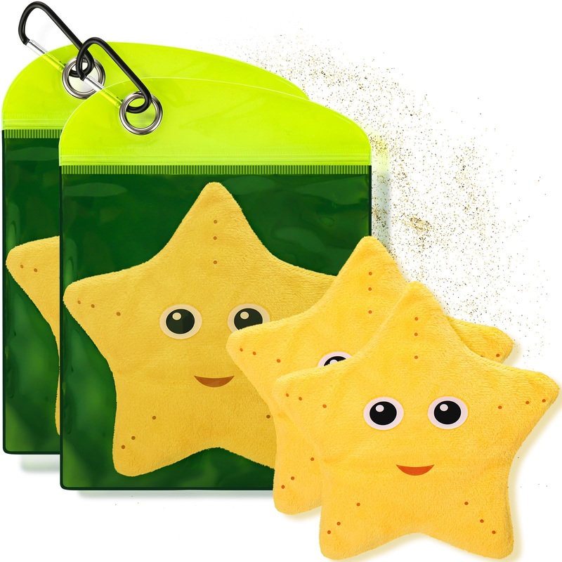 Mity Rain 2Pcs Sand Remover For Beach – Sand Eraser Wipe Mitt Bags, Beach Vacation Essentials For Kids Women, Must-Have Beach Ac