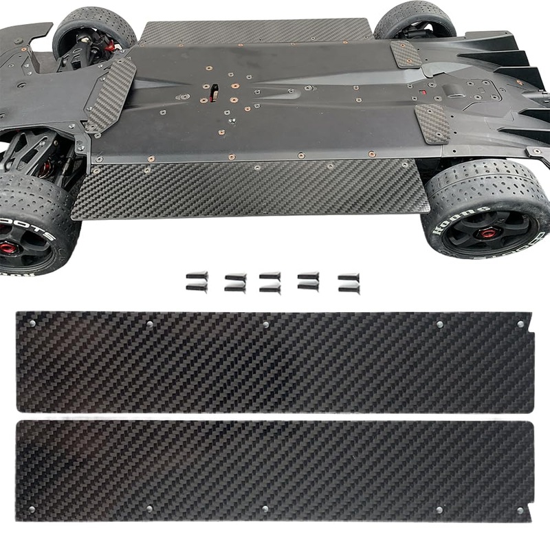 Morlordy 2Pcs Carbon Fiber Rc Chassis Side Skirts Side Panels Widening Kit (46Mm/ 56Mm) For 1/7 Felony & Infraction V2 6S Blx Al