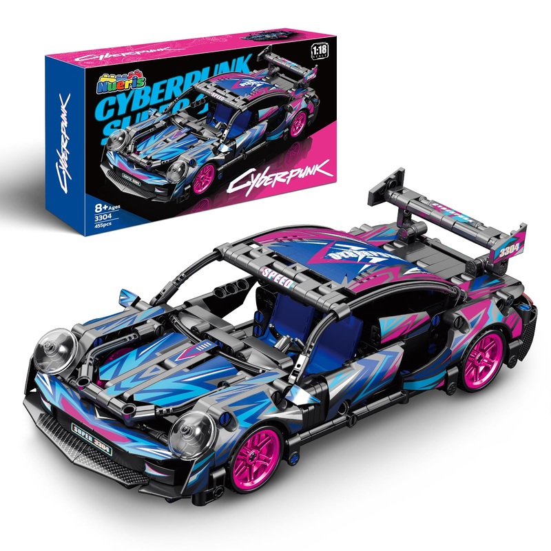Nueris 1:18 Technic Super Sports Cars Model Sets – 455 Pcs Cyberpunk Moc Building Block Car Raceing Engineering Toys – Gift Idea