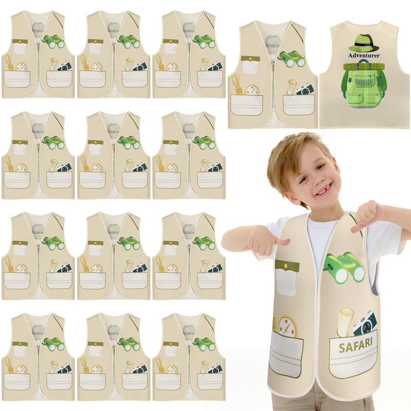 Panitay 12 Pcs Kids Community Helper Dress Up Vest, Boy & Girl Career Cosplay Party Costume For Toddlers Occupation Role Play(Ex