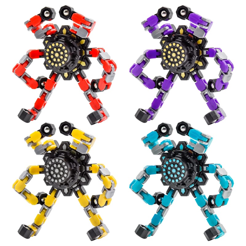 Tozong 4 Pcs Fidget Spinner Sensory Toys,Creative Top Spinning Stress Relief Hand Toy,Transformable Chain Mechanical Spiral Twis