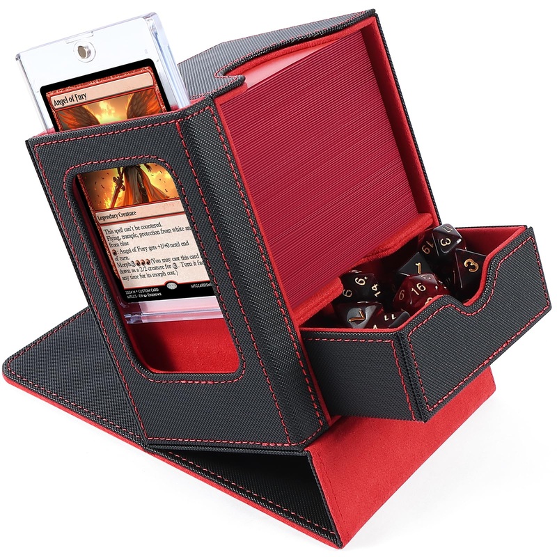 Voxor Mtg Commander Deck Box, Card Deck Box With Commander Display, Fits 100 Double-Sleeved Cards, 35Pt Card Holder & Dice Tray,