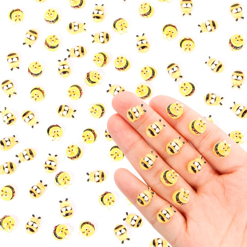 100 Pieces Tiny Bee Decor For Dollhouse Miniatures Resin Animals For Crafts Mini Bee Decorations For Fairy Garden Micro Landscap