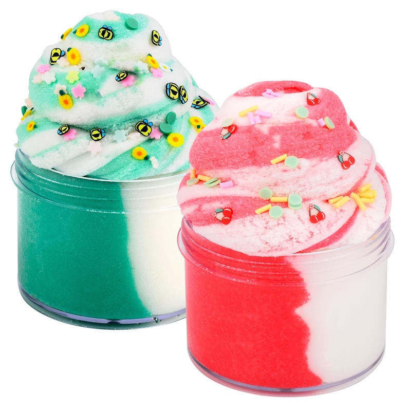 2 Pack Two-Tone Color Cloud Slime Kit, Scented Diy Slime Supplies For Girls And Boys,Non-Sticky, Stress Relief Scented Toy,Diy S